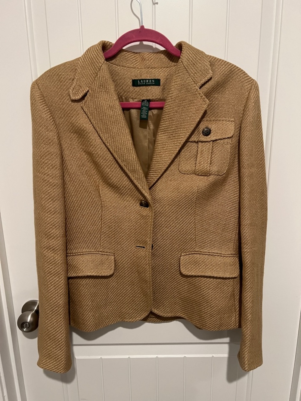 Lauren Ralph Lauren Tan Wool-Blend Notch Lapel Blazer Size 12